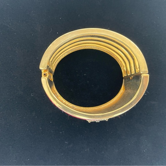 Plaid Cuff Bracelet with Gold Accents - Picture 3 of 4